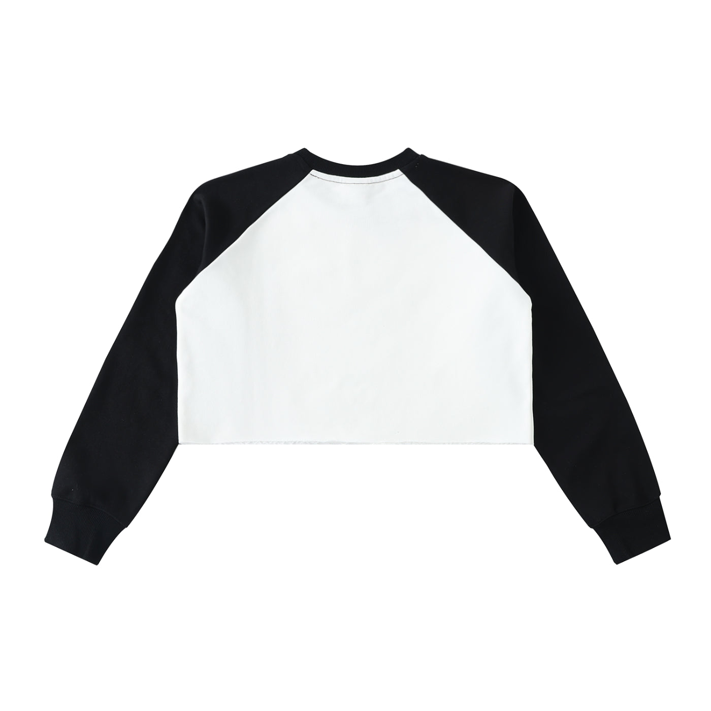 Raw-Hem Color-Block Raglan Crop Sweatshirt