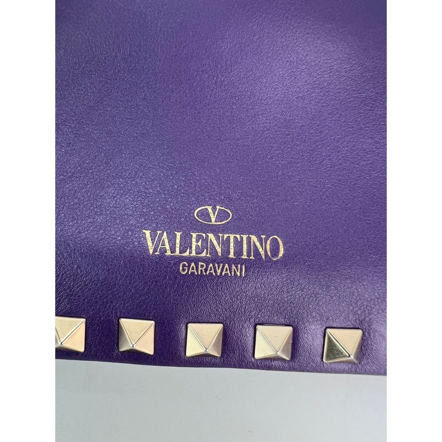 Valentino Rockstud Double Zip Purple Leather Crossbody Bag