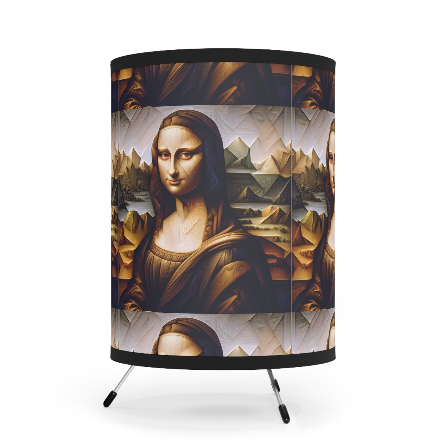 Illuminate Your Space with Renaissance Elegance: The Mona Losa Pattern Tripod Lamp with High-Res Printed Shade, US\CA plug