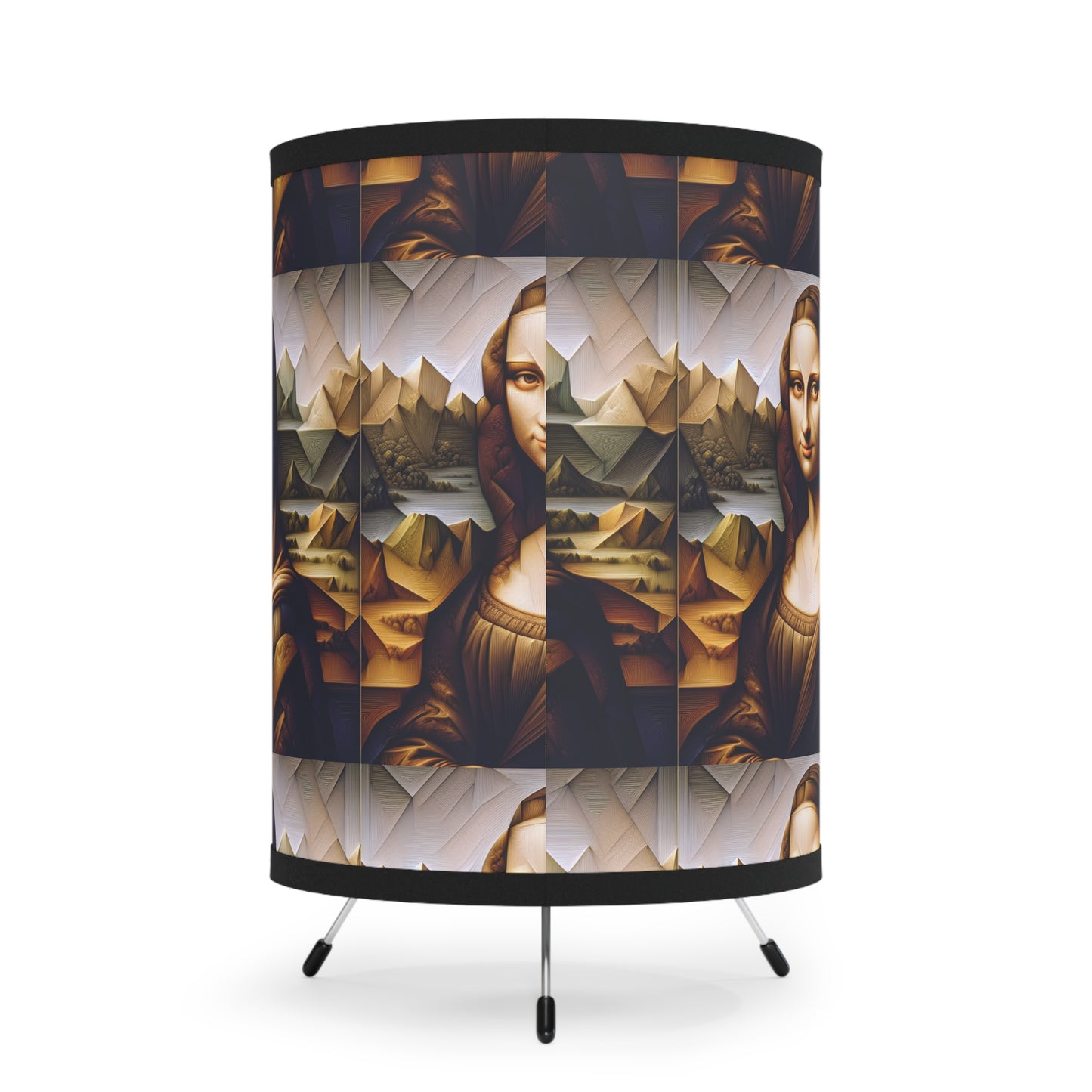 Illuminate Your Space with Renaissance Elegance: The Mona Losa Pattern Tripod Lamp with High-Res Printed Shade, US\CA plug