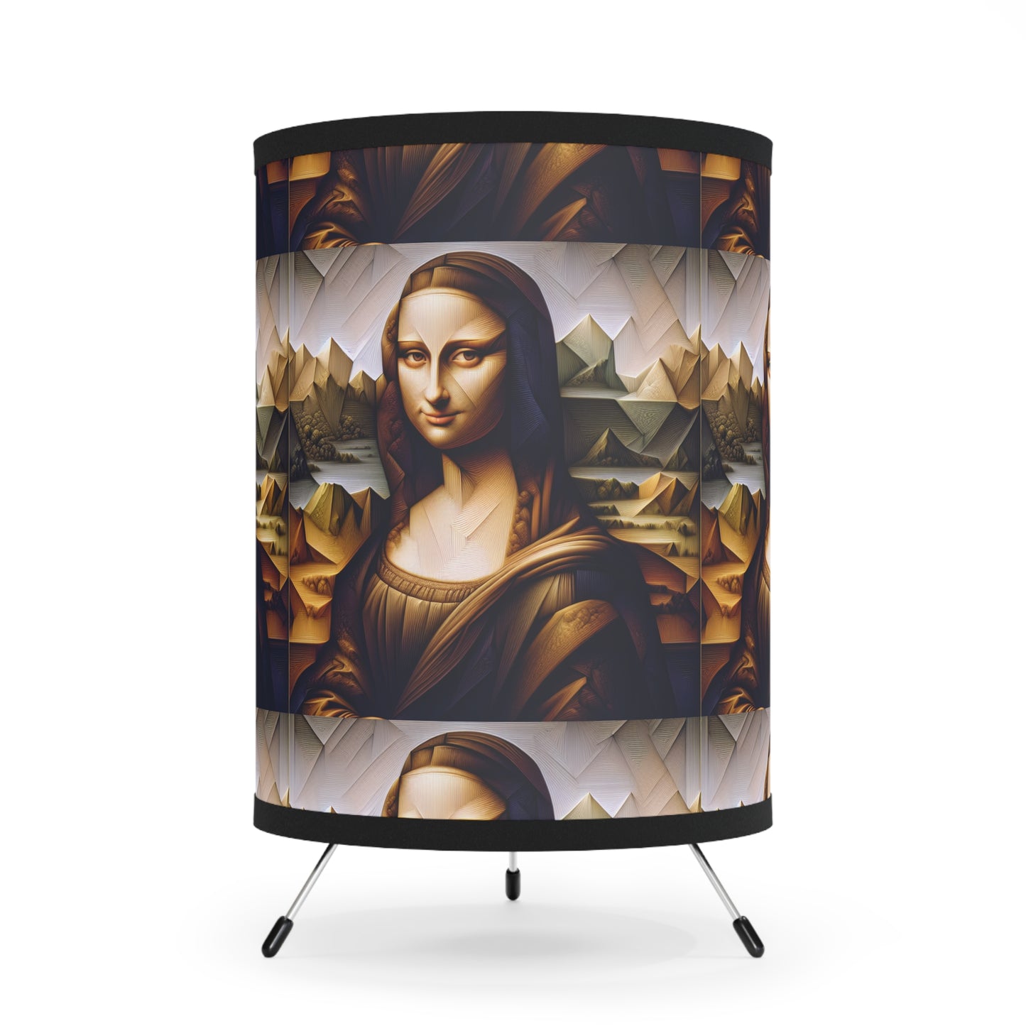 Illuminate Your Space with Renaissance Elegance: The Mona Losa Pattern Tripod Lamp with High-Res Printed Shade, US\CA plug