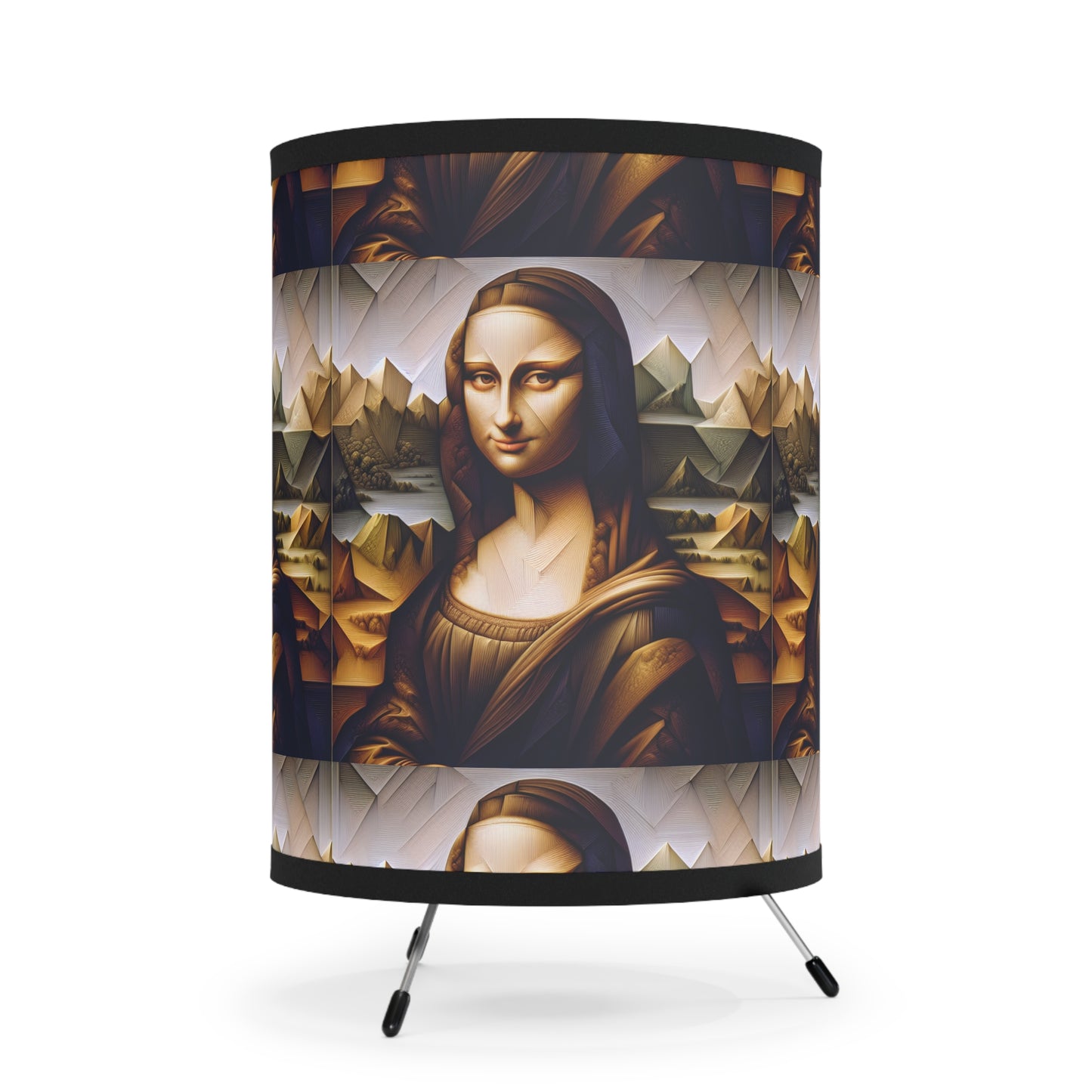 Illuminate Your Space with Renaissance Elegance: The Mona Losa Pattern Tripod Lamp with High-Res Printed Shade, US\CA plug