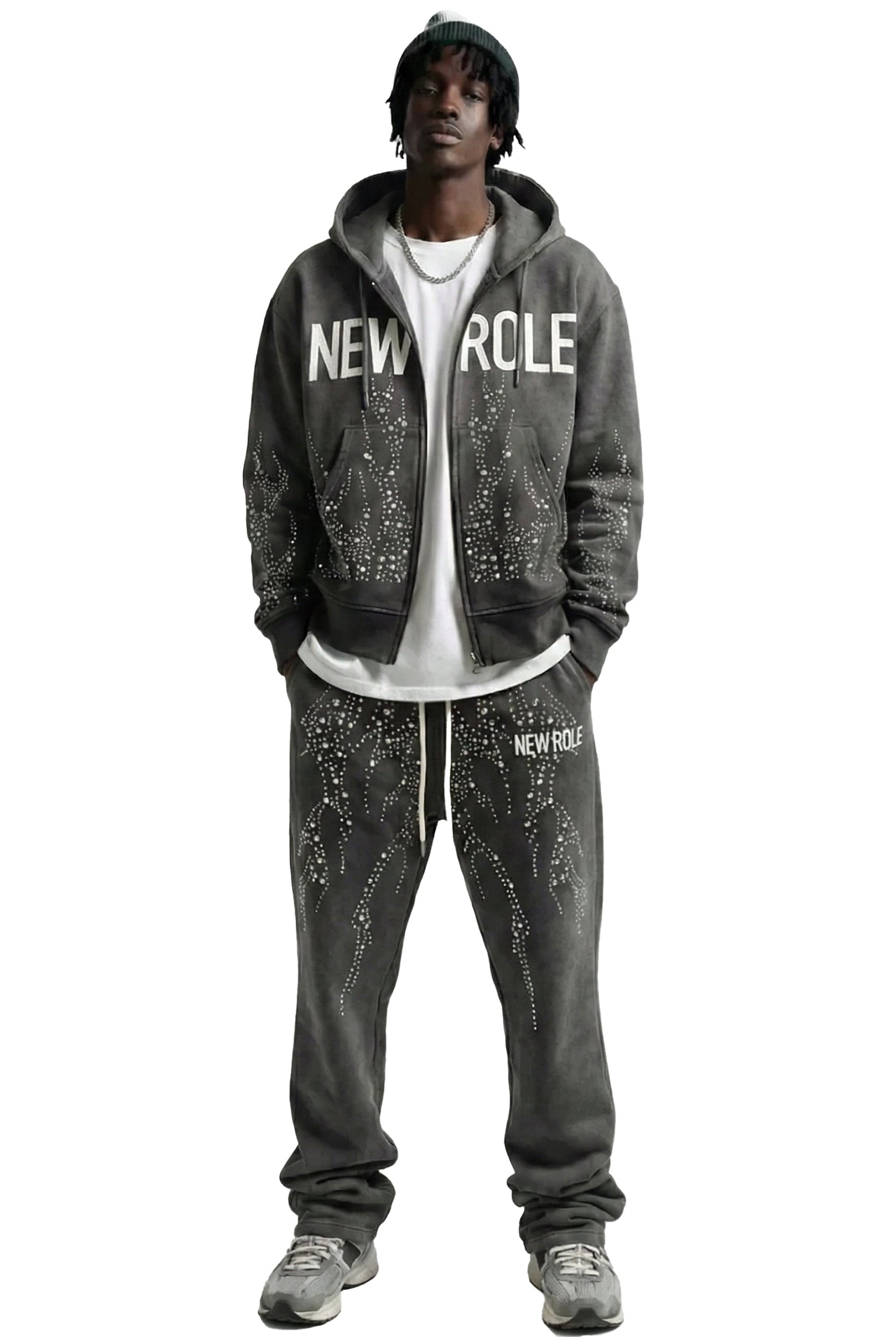 CINDER French Terry Long Sleeve Crop Top Full Zip Hoodie