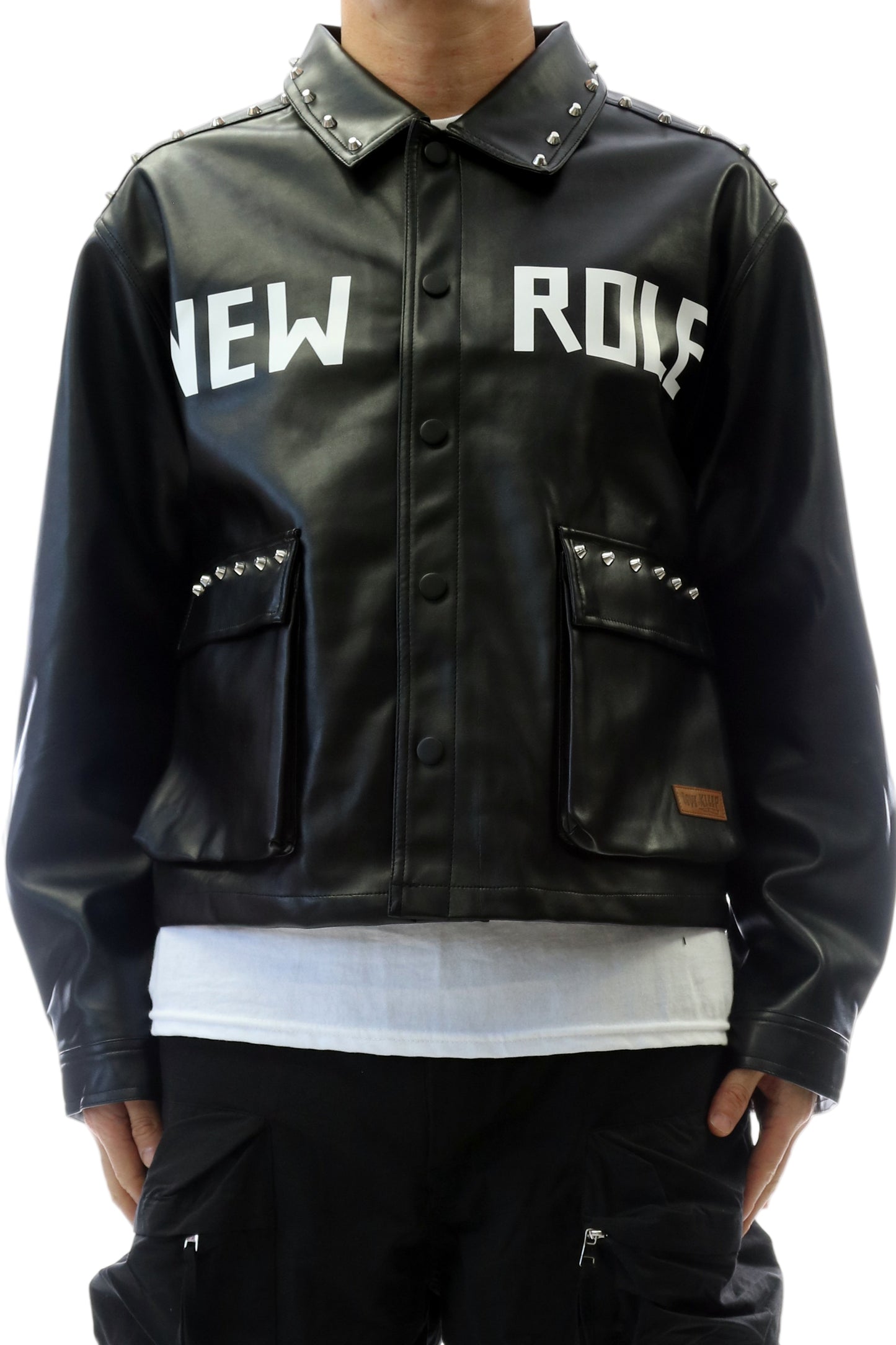 DRAKON Faux Leather Crop Top Jacket