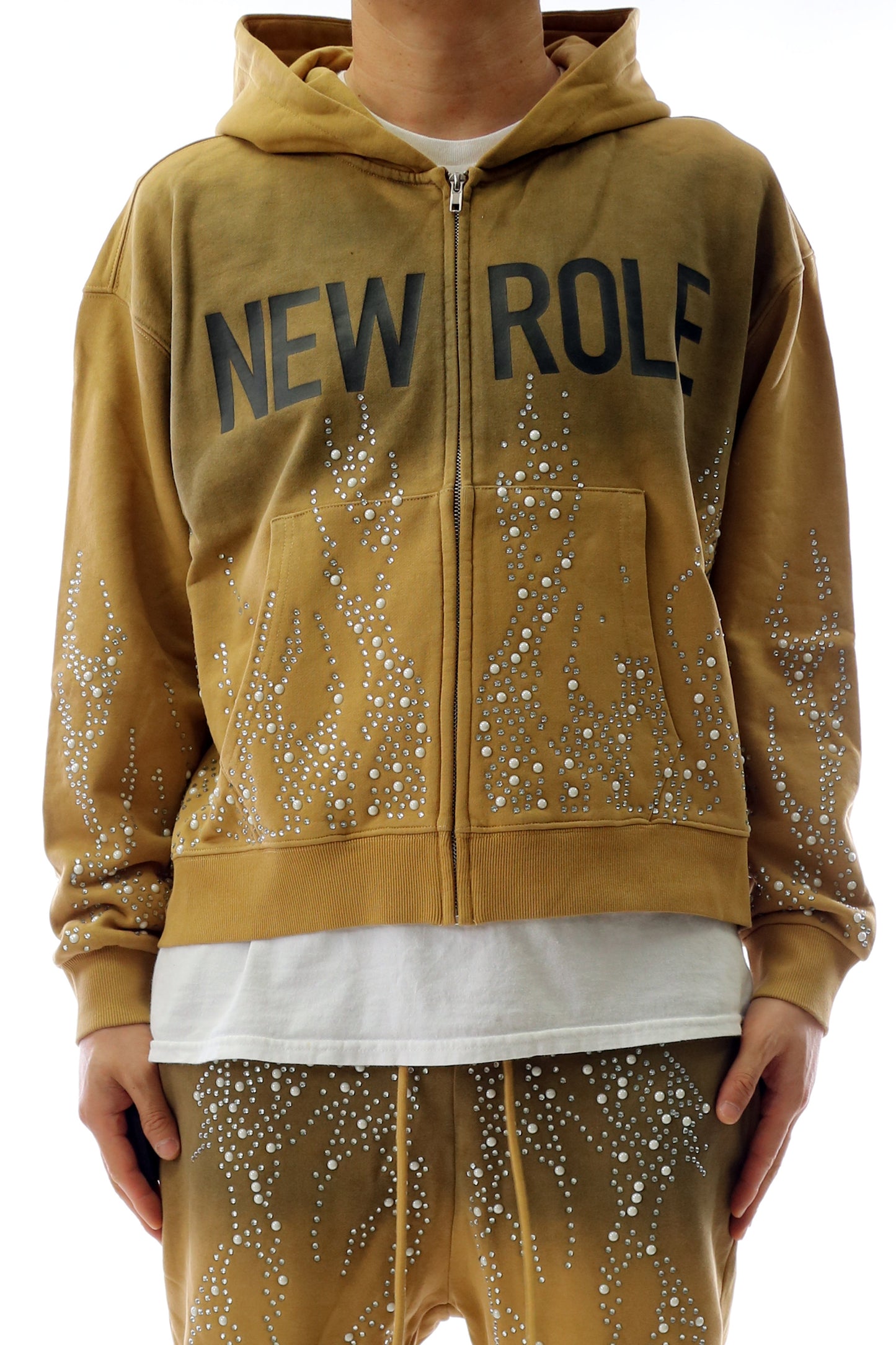 HUSK French Terry Long Sleeve Crop Top Full Zip Hoodie