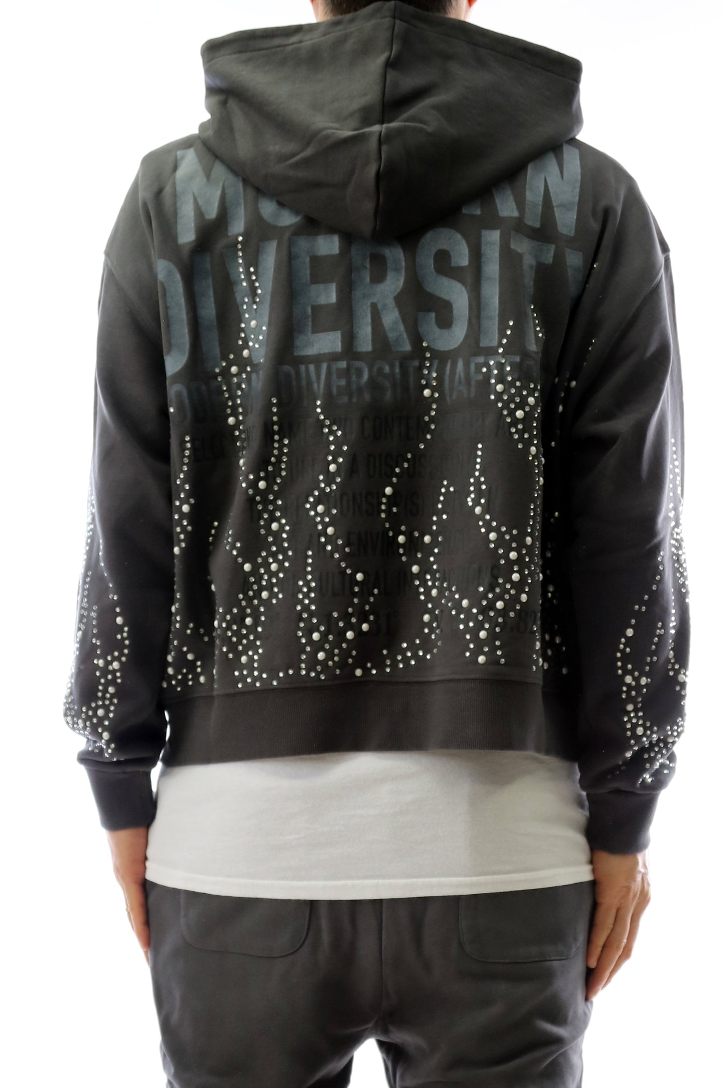 CINDER French Terry Long Sleeve Crop Top Full Zip Hoodie