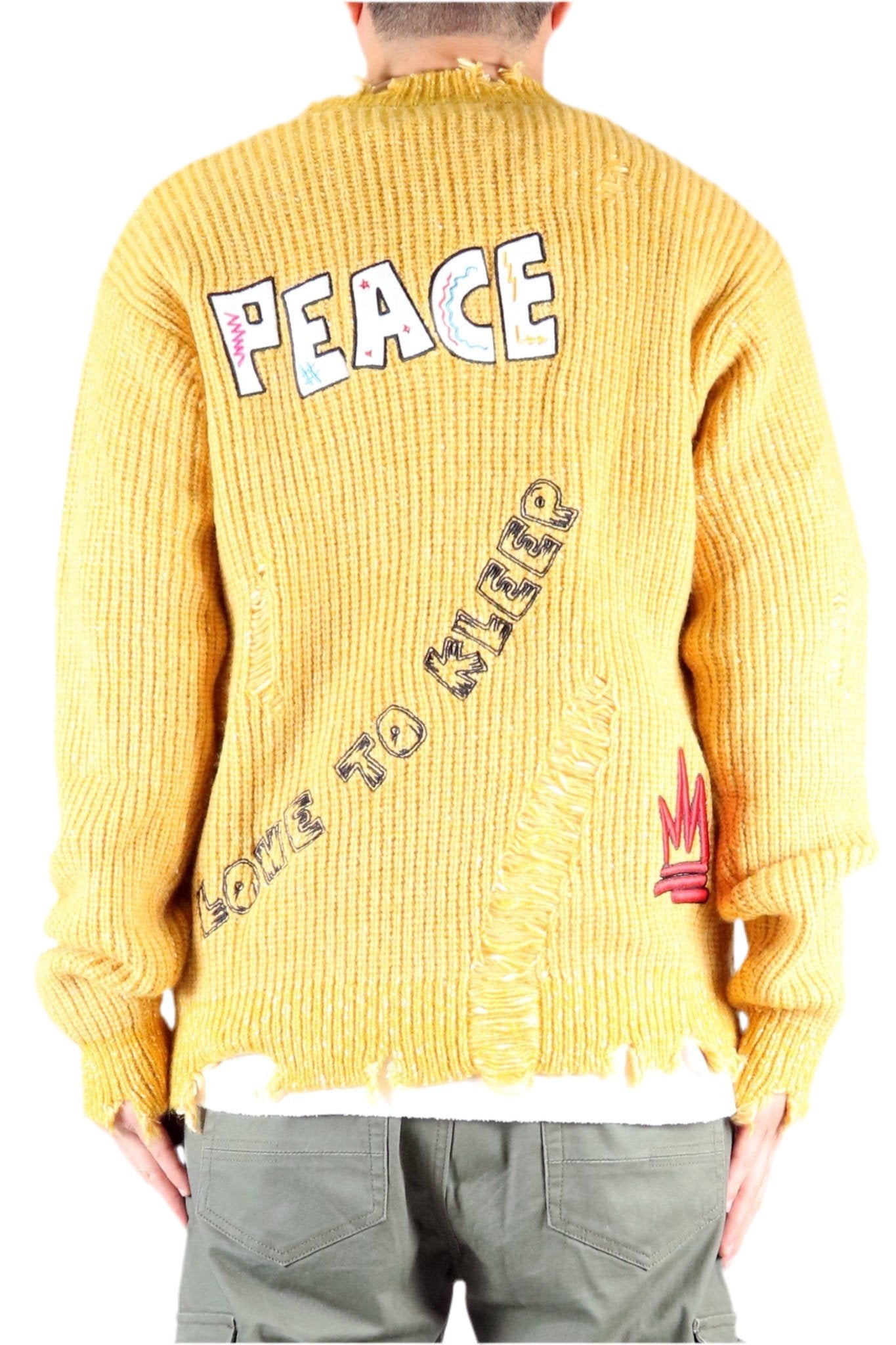KIWI Heavy Gauge Ripped Knit Sweater with patches