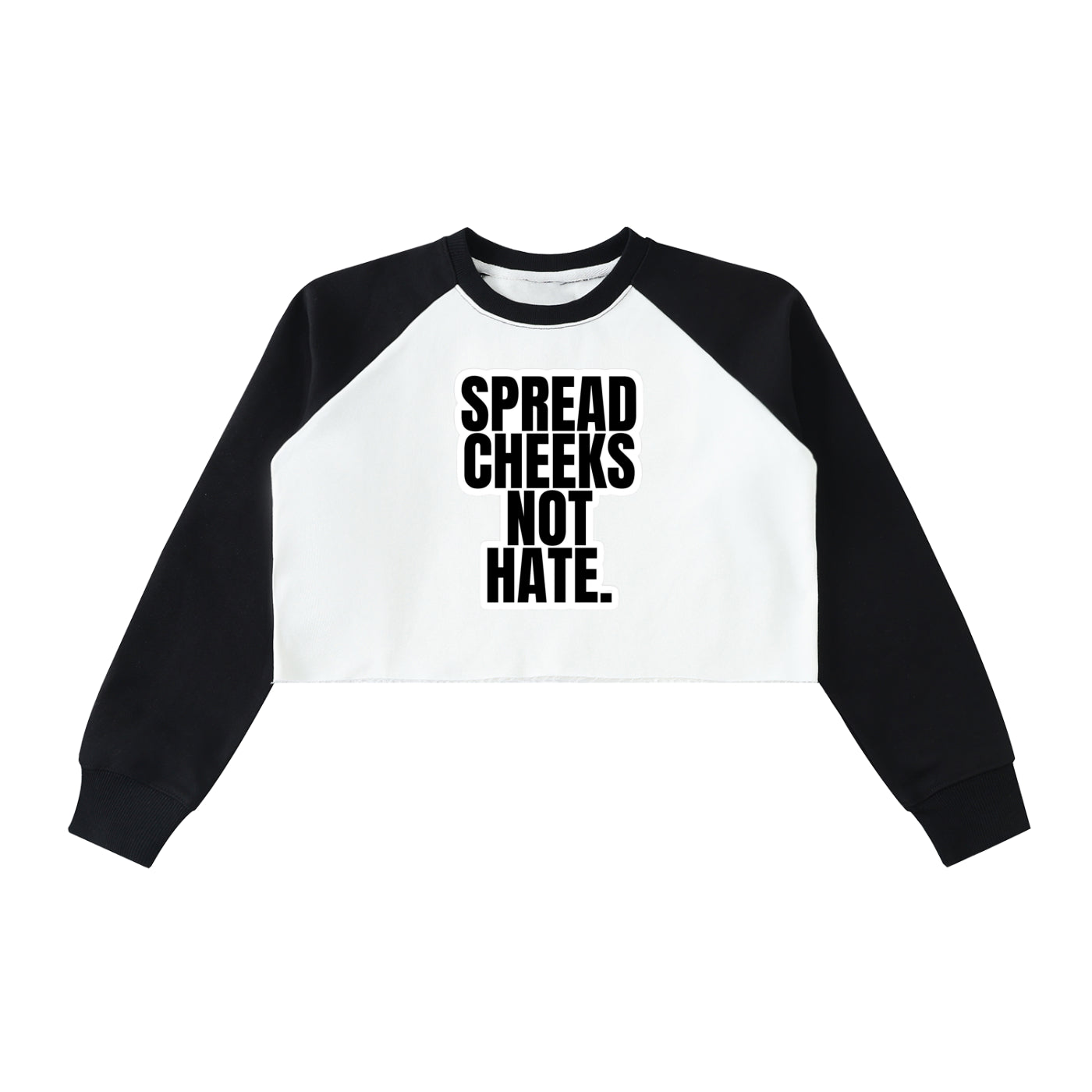 Raw-Hem Color-Block Raglan Crop Sweatshirt