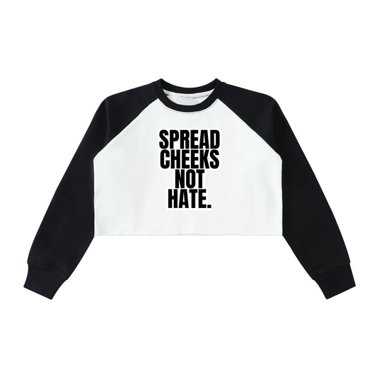 Raw-Hem Color-Block Raglan Crop Sweatshirt