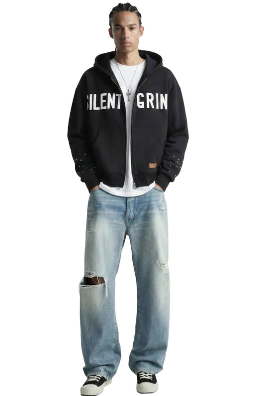 NEW KARAN French Terry Long Sleeve Crop Top Full Zip Hoodie