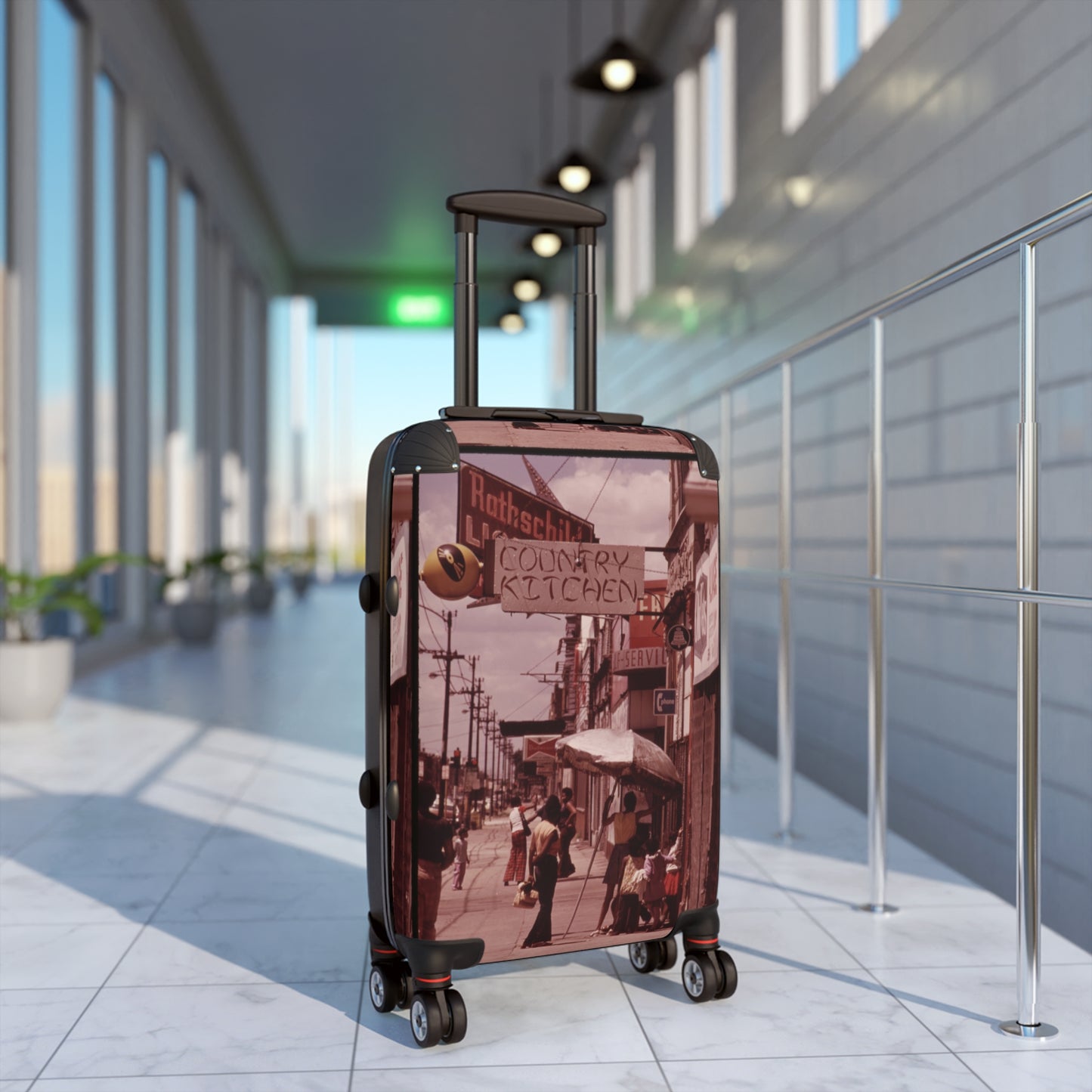 Vintage Travel Suitcase with Retro Kitchen Design