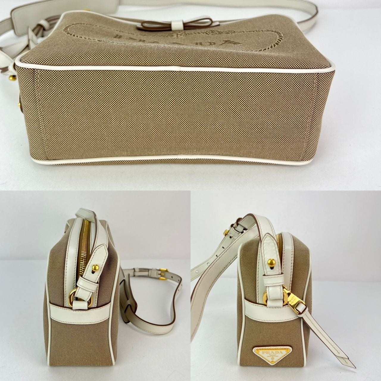 Prada Khaki Canvas Camera Crossbody Bag