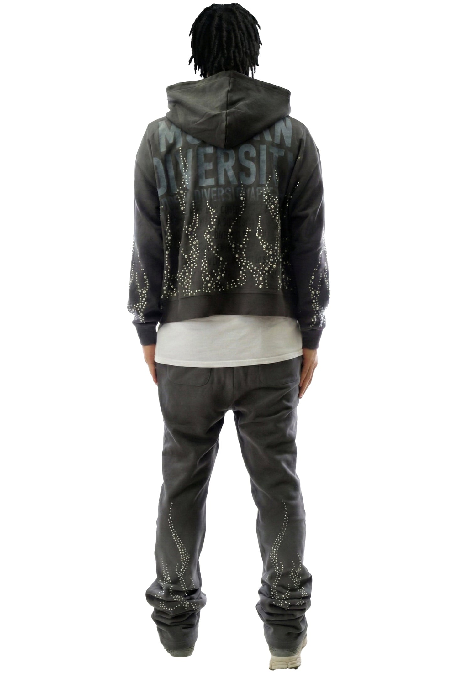 CINDER French Terry Long Sleeve Crop Top Full Zip Hoodie