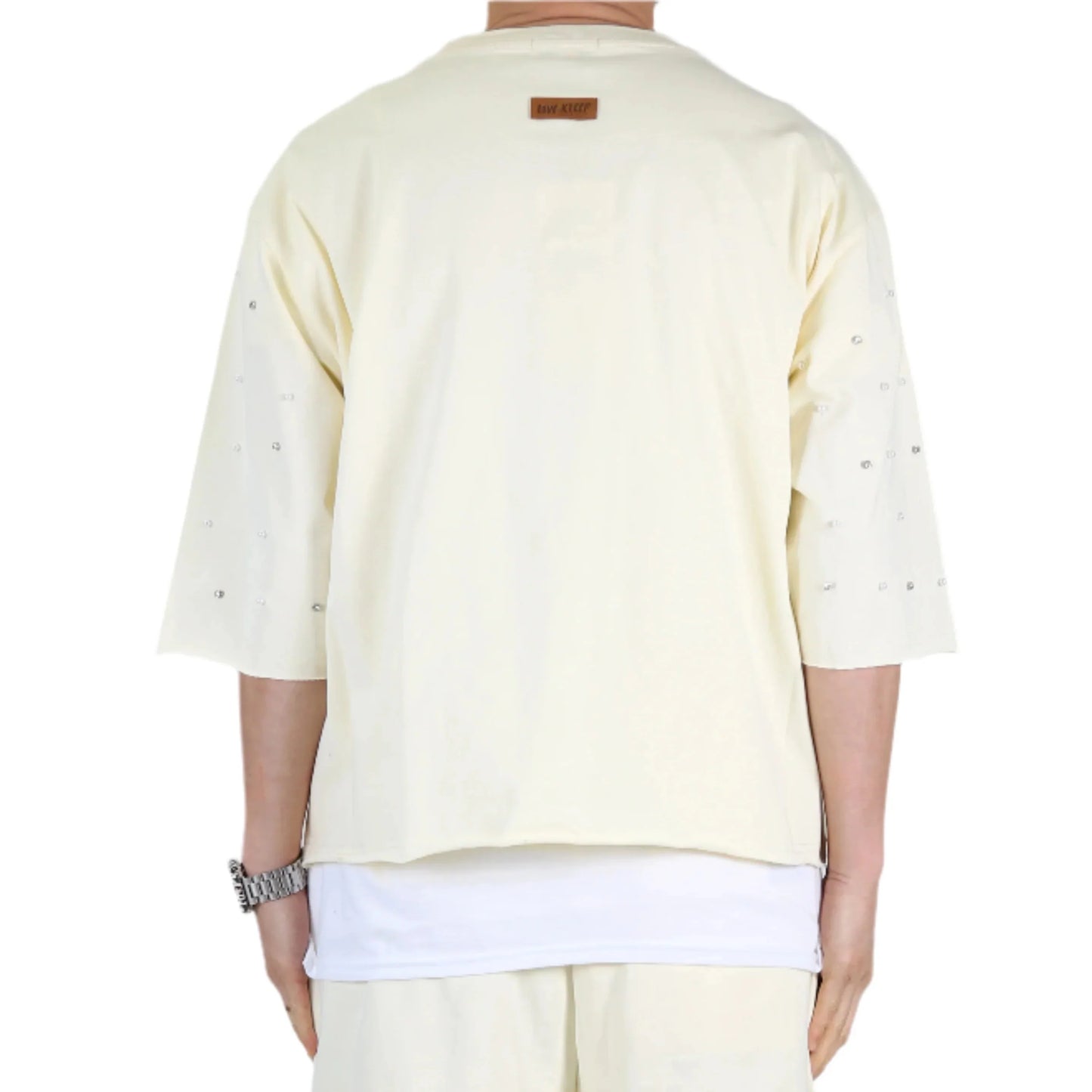 TOVAL SN/ Jersey 3/4 Sleeve Crop Top Tee