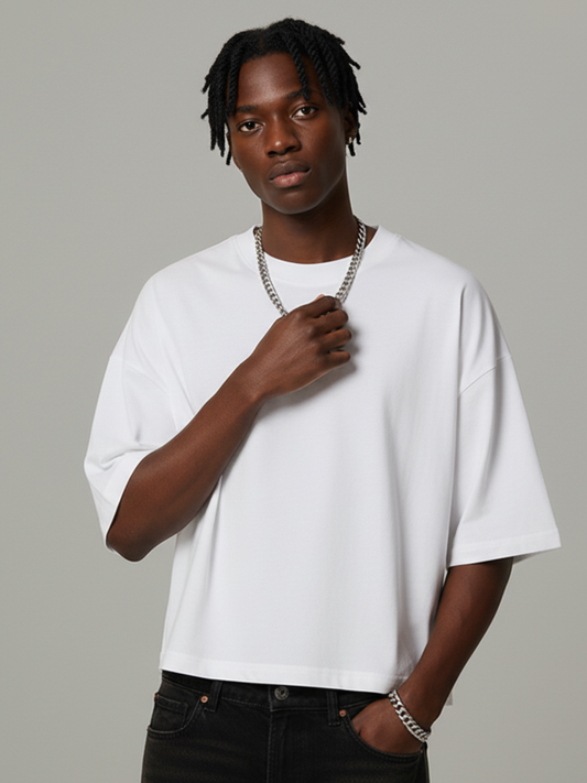 White Boxy Crop Tee