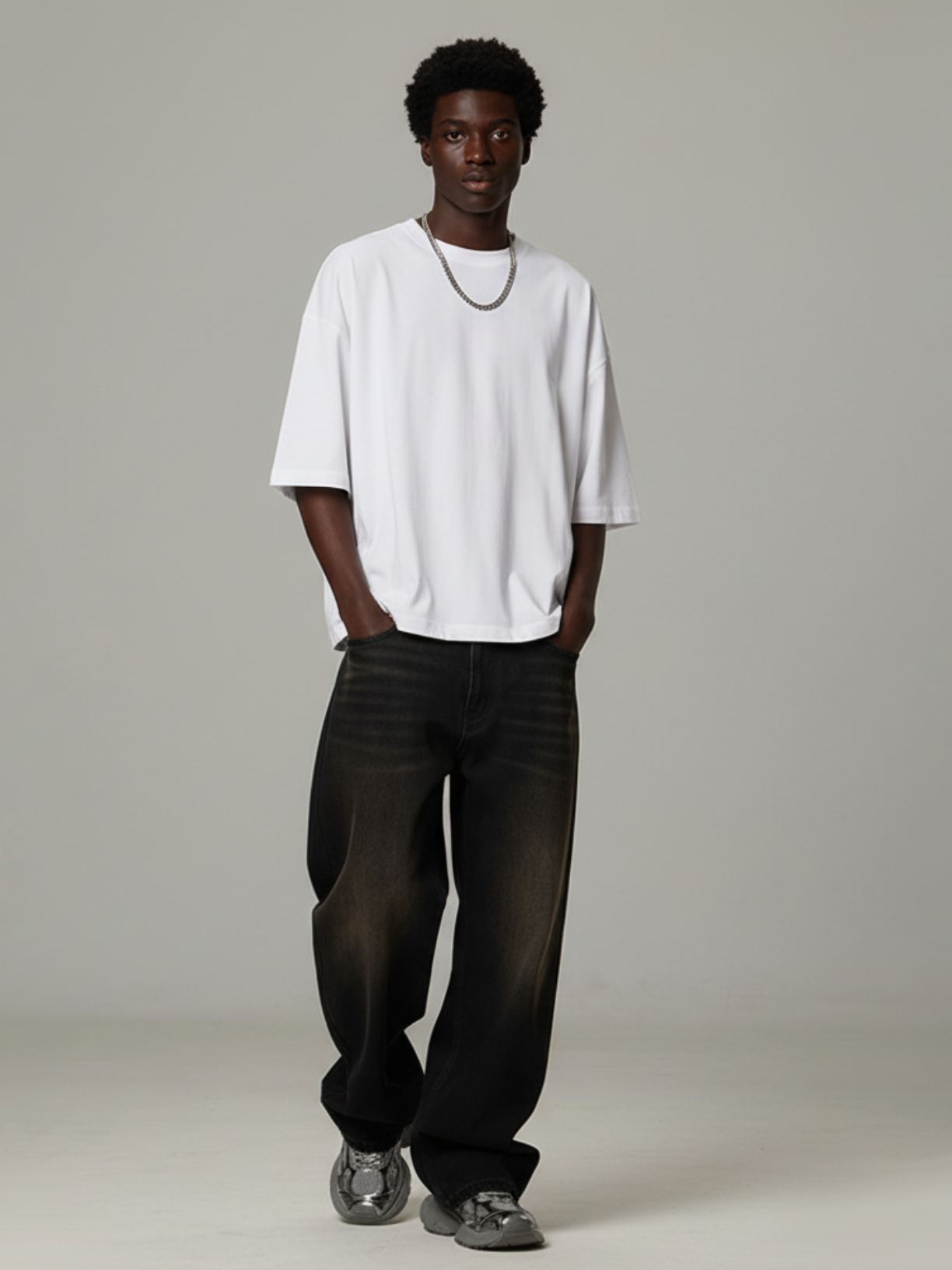 White Boxy Crop Tee
