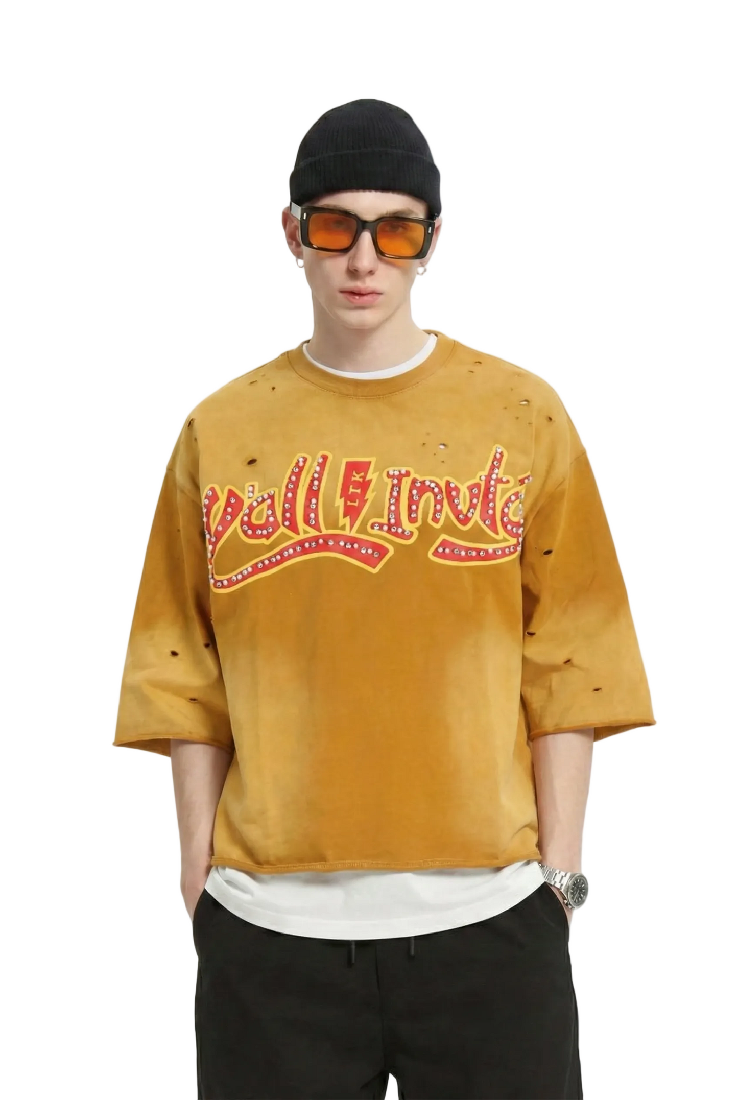 PECU S/N Jersey 3/4 Sleeve Crop Top Tee