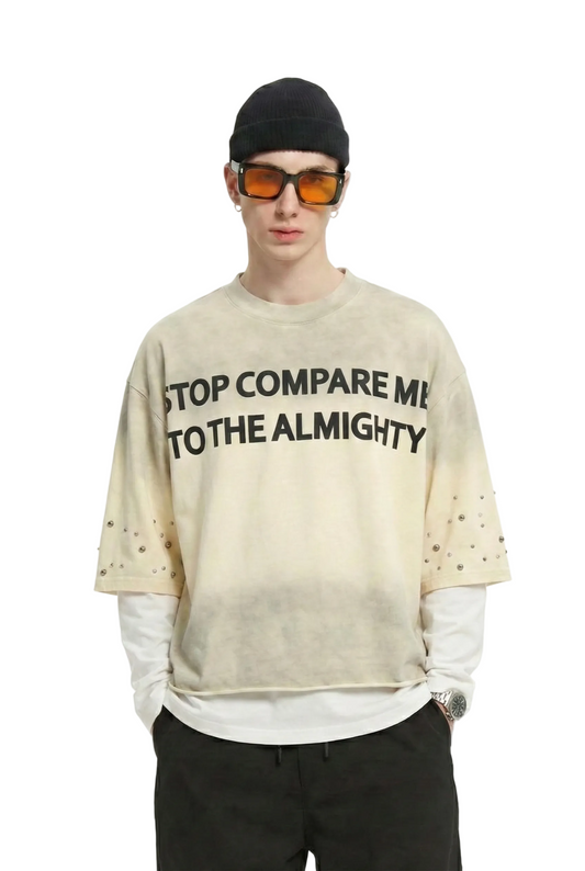 NOEL S/N Jersey 3/4 Sleeve Crop top Tee with Layered long sleeve