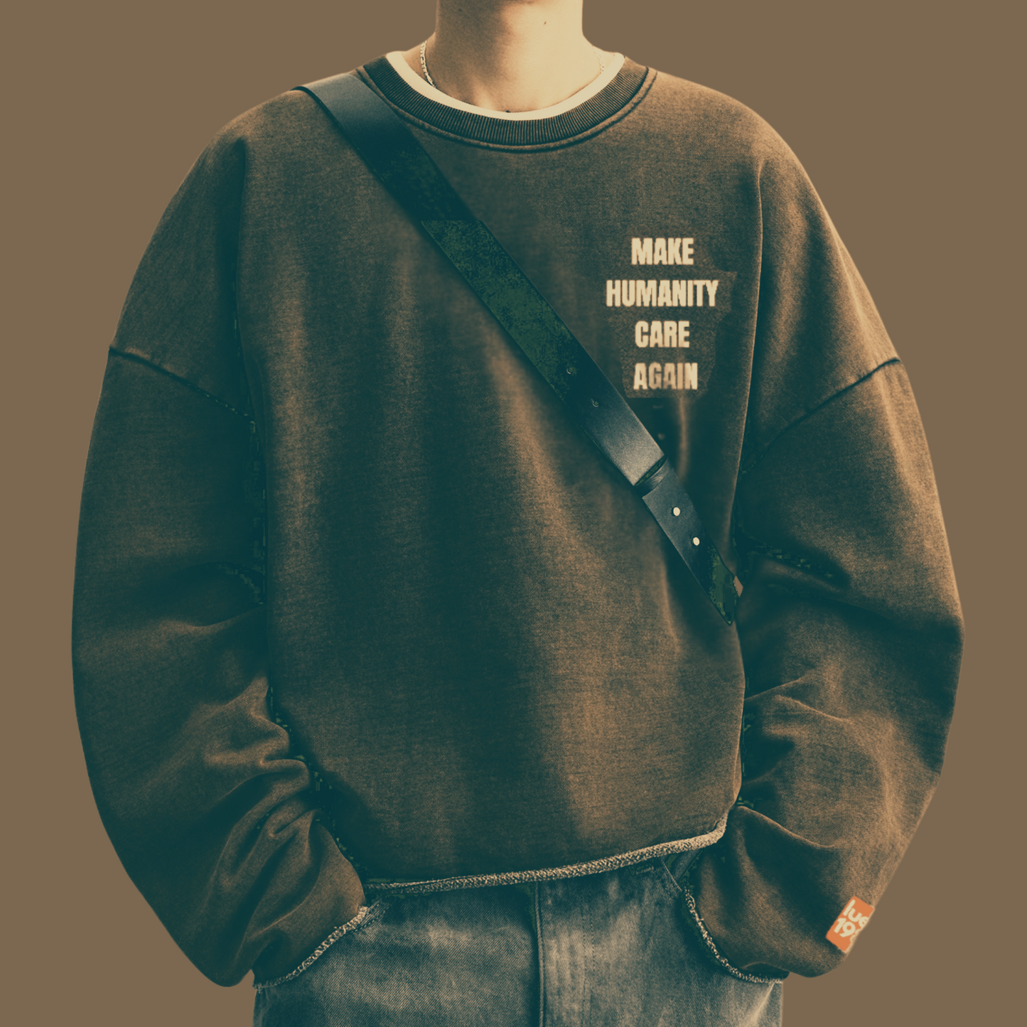 Make Humanity Care Again Unisex Washed Cropped Sweatshirt