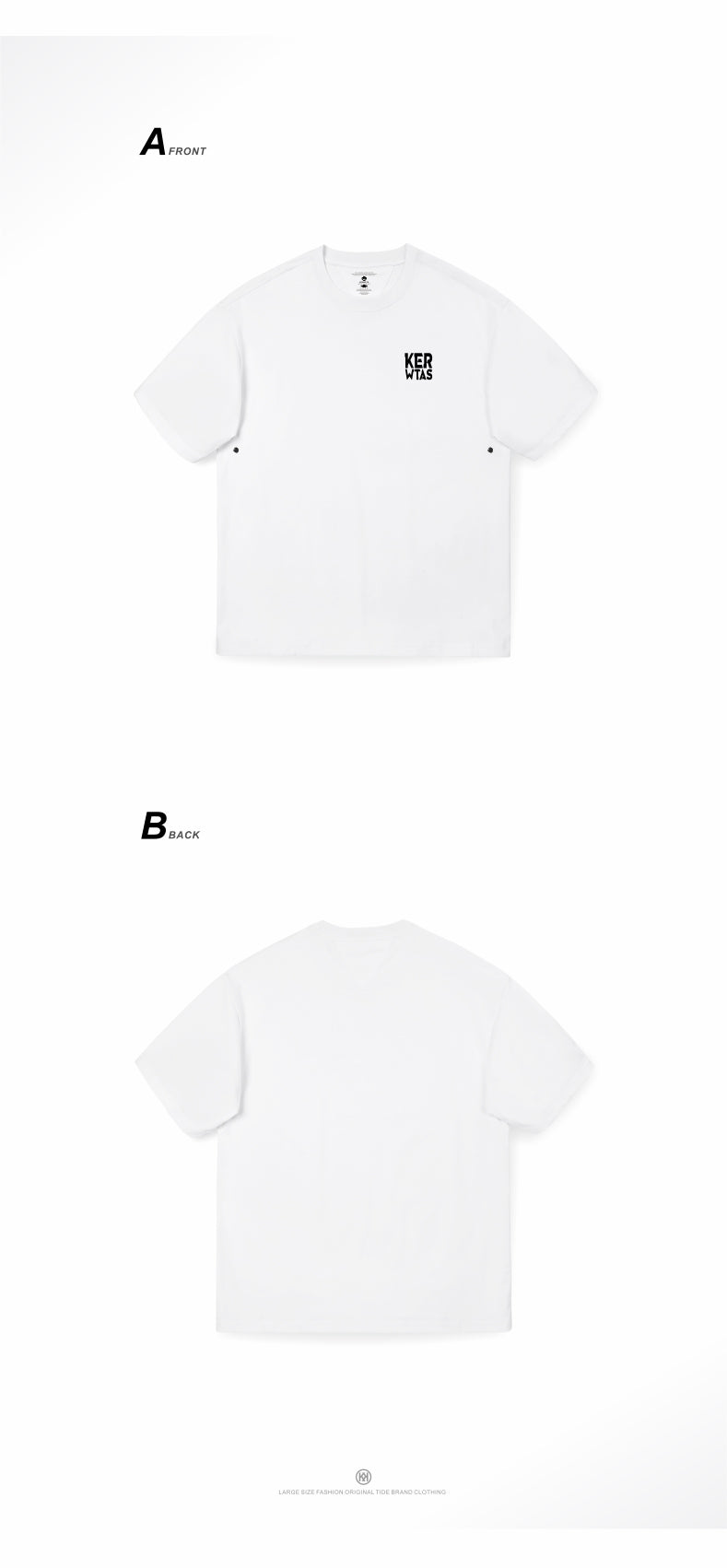 Kerwats Large Size Letters Retro Drop Shoulder Short Sleeve T-Shirt