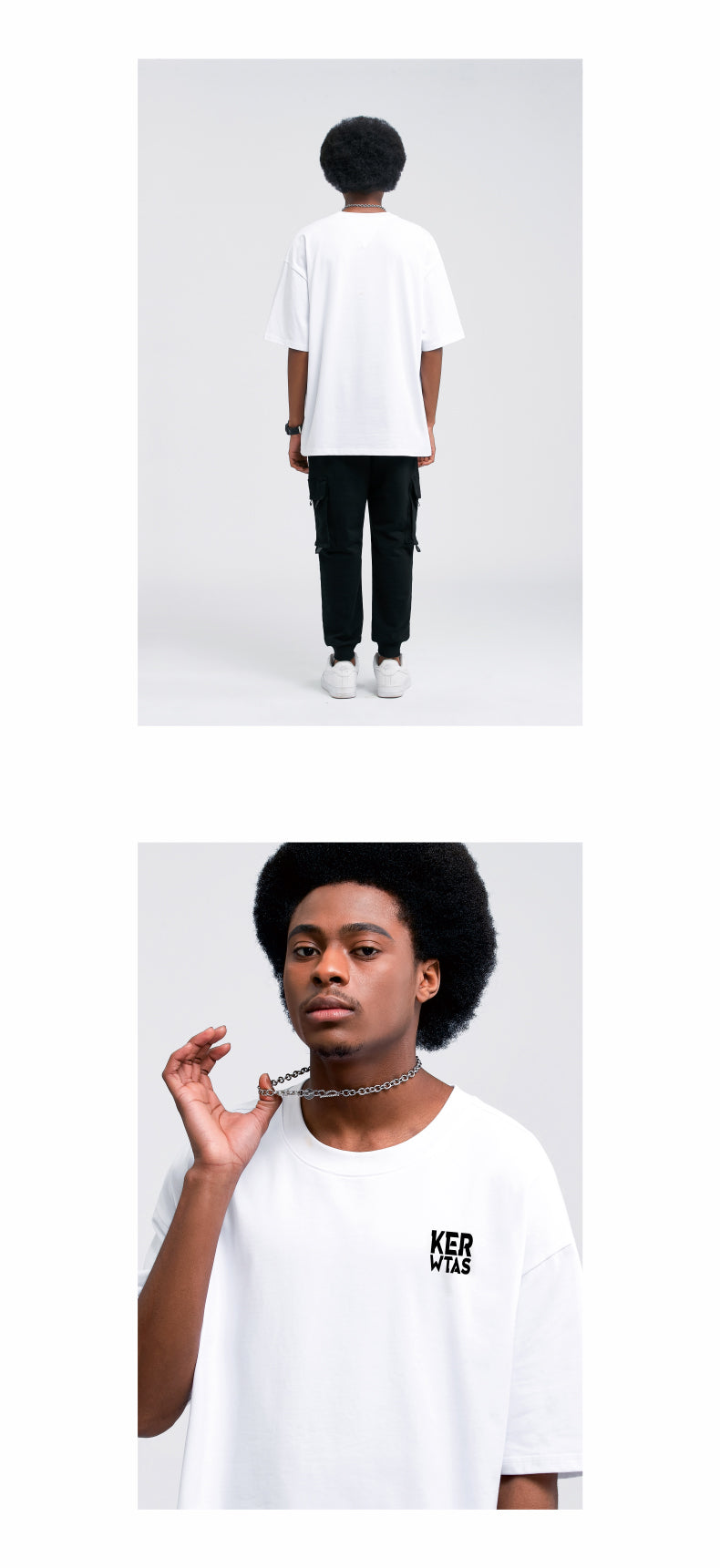 Kerwats Large Size Letters Retro Drop Shoulder Short Sleeve T-Shirt