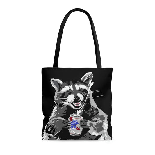 Beer Bandit Raccoon Tote Bag Black
