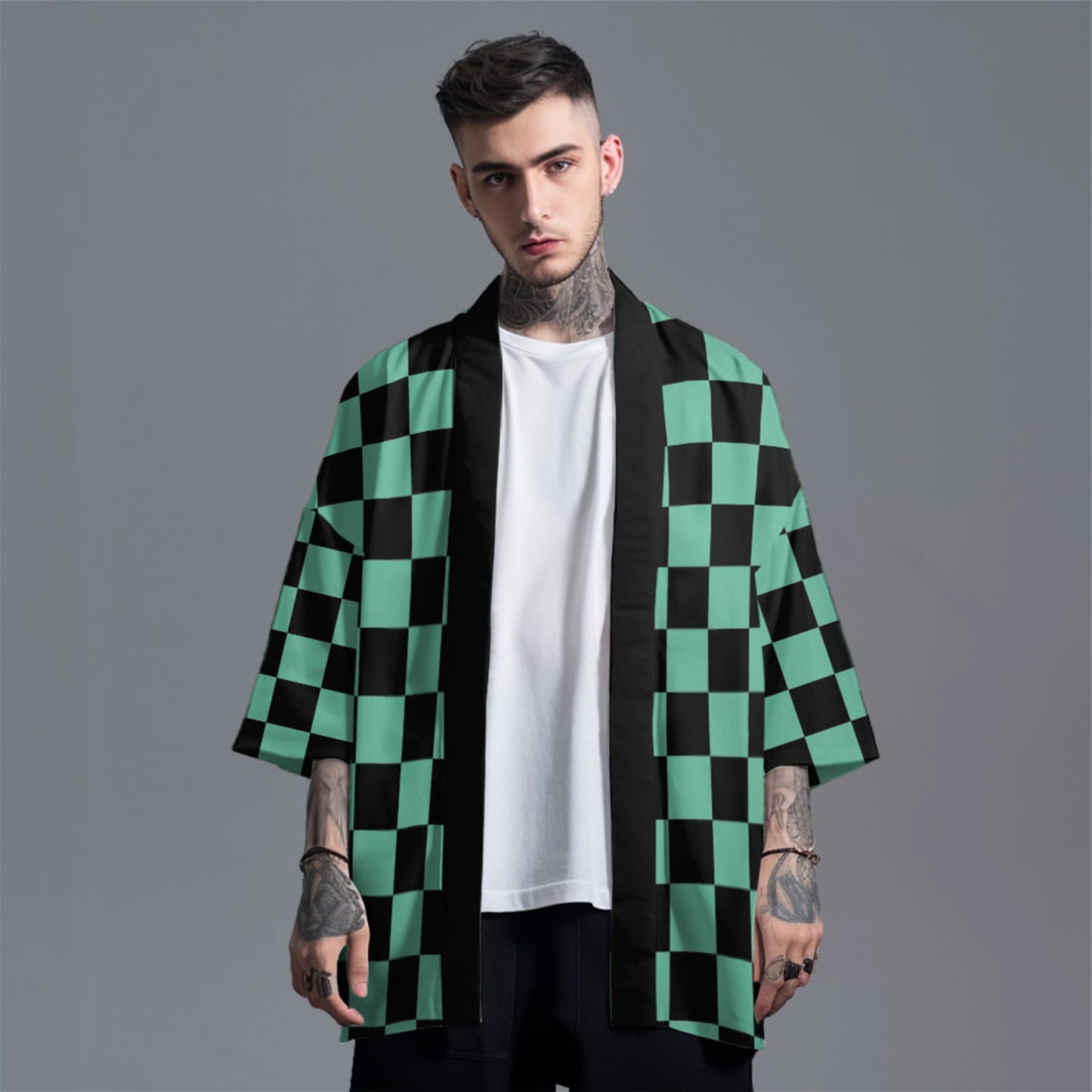 K33 Green Checker Kimono
