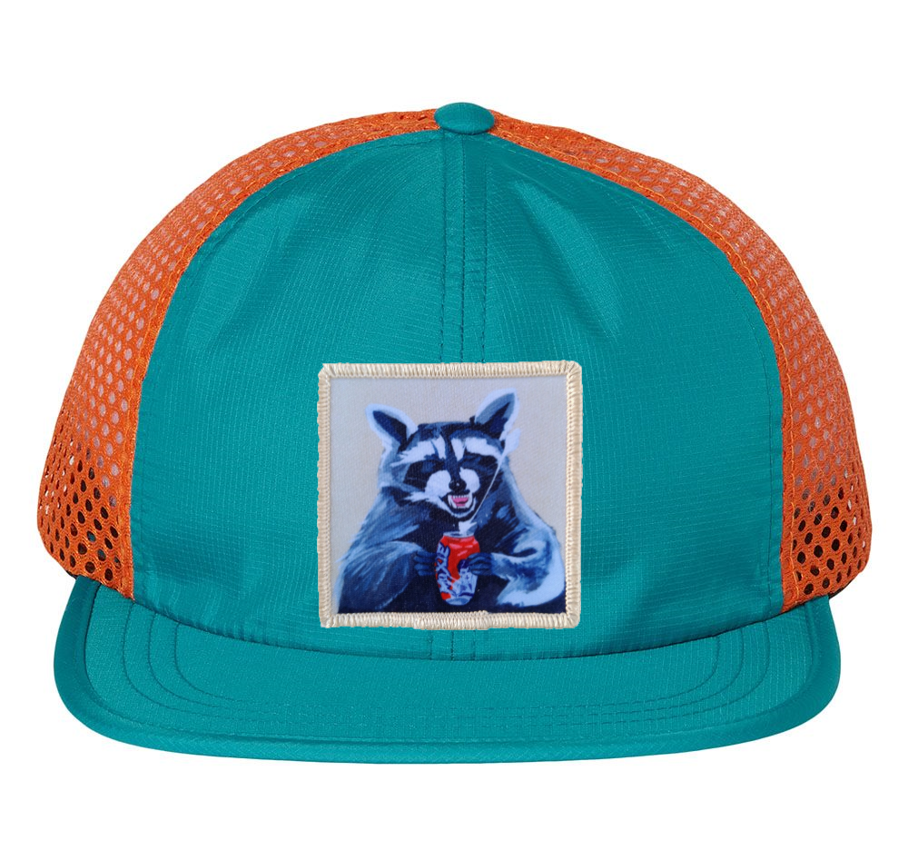 Wide Set Mesh Cap Orange/ Teal