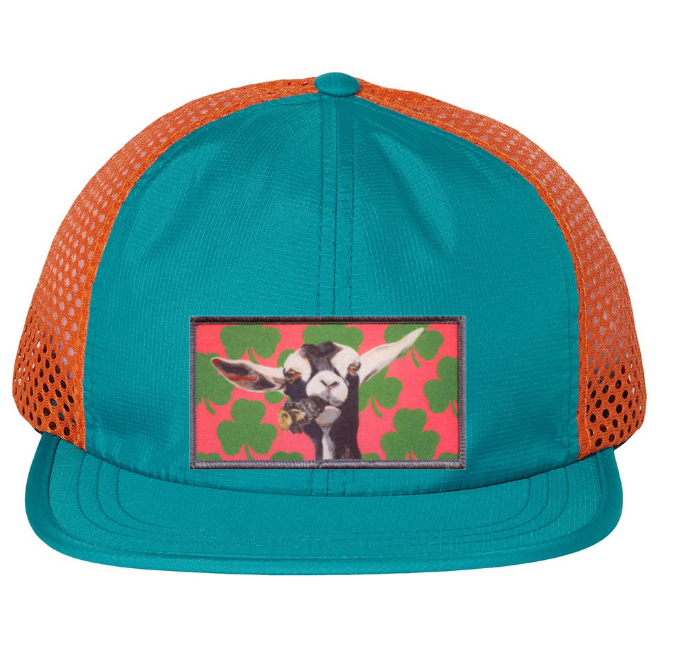 Wide Set Mesh Cap Orange/ Teal