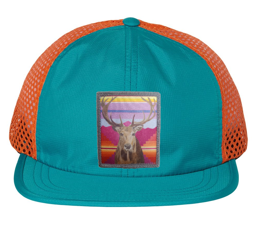 Wide Set Mesh Cap Orange/ Teal