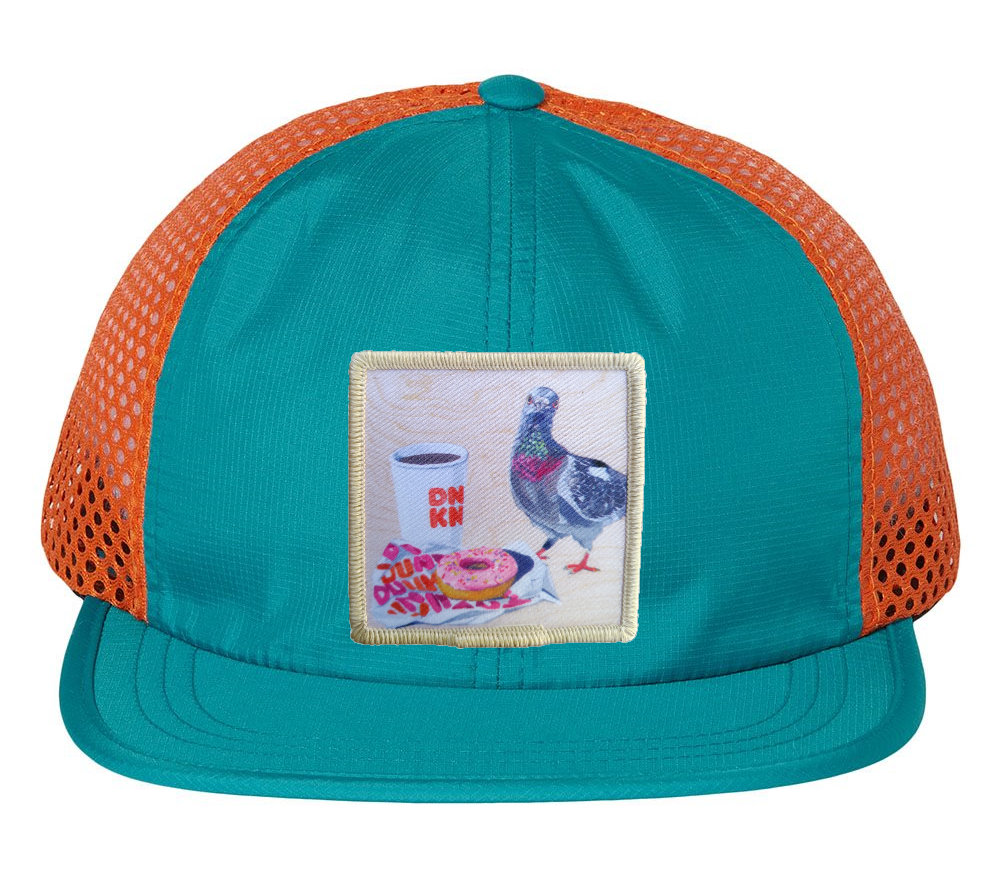 Wide Set Mesh Cap Orange/ Teal