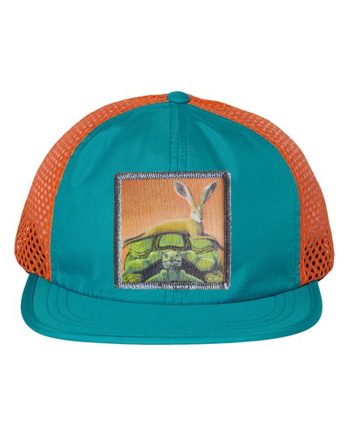 Wide Set Mesh Cap Orange/ Teal