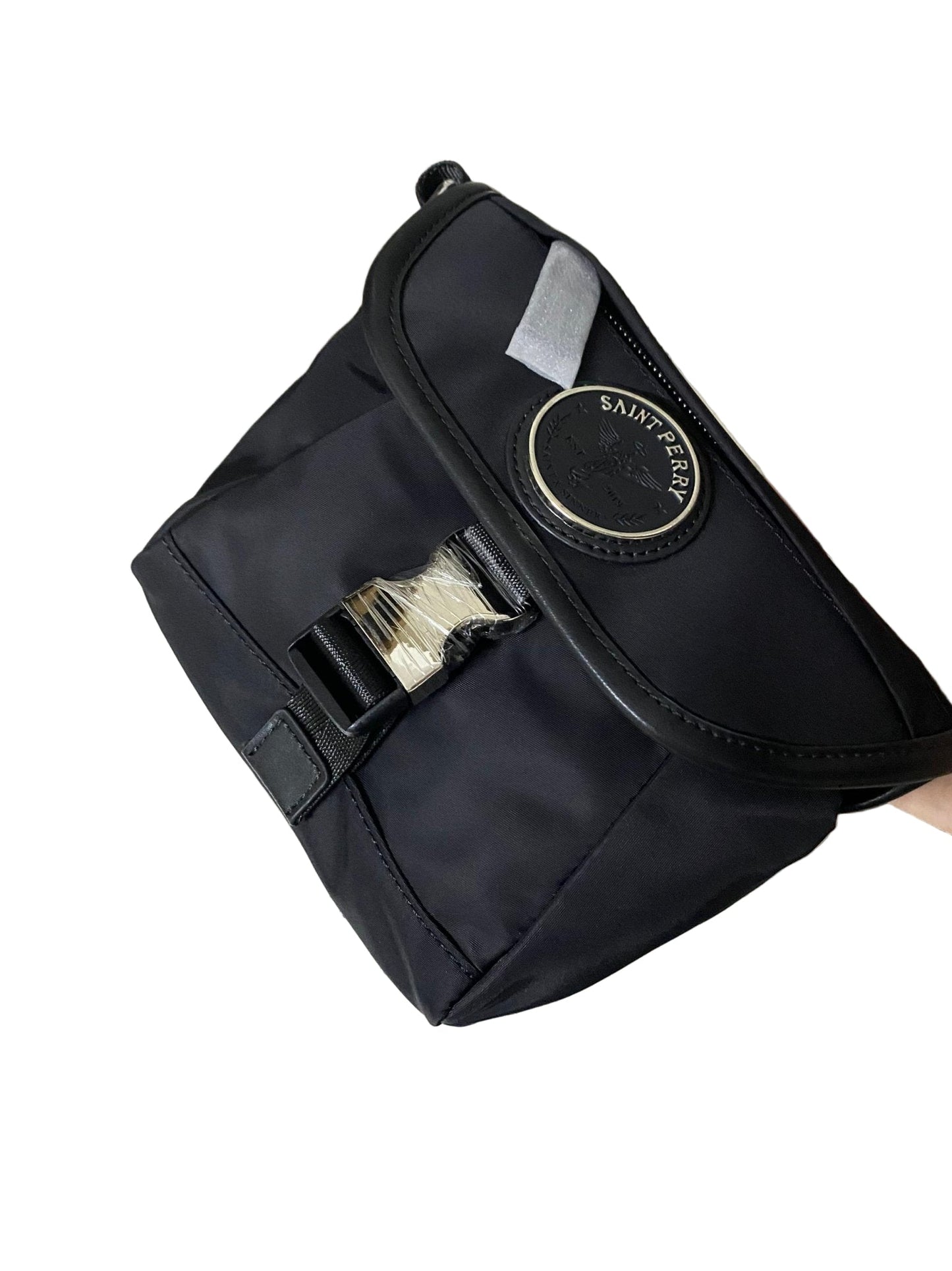Re-Nylon and Calf leather shoulder bag